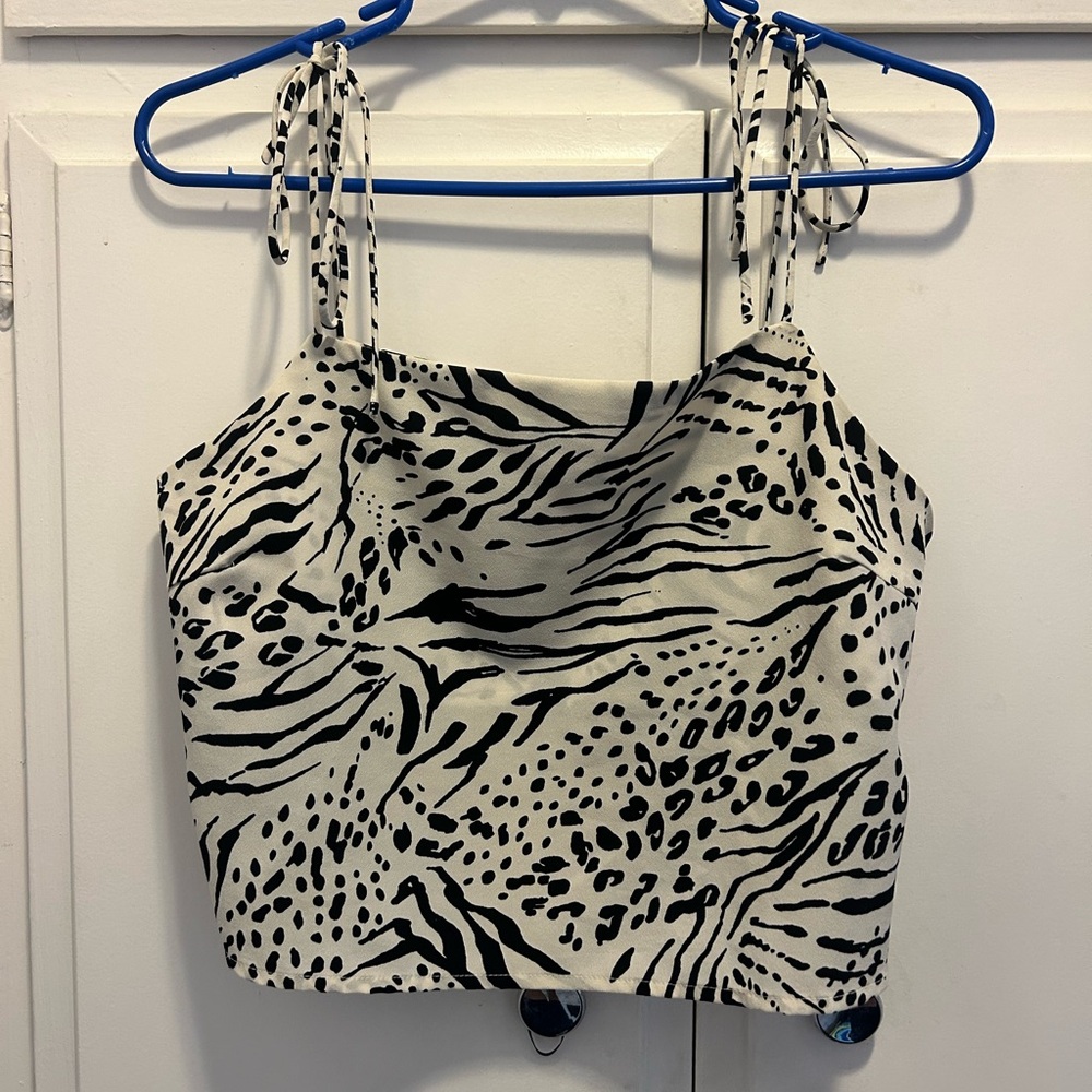 Black and White Animal Print Women's Top